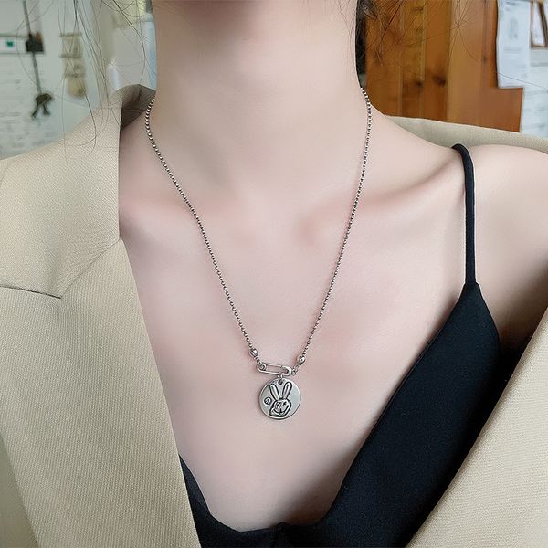 

chaosheng s925 sterling silver korean east gate design ganyuan brand little rabbit necklace sweet cool wind clavicle chain necklace female