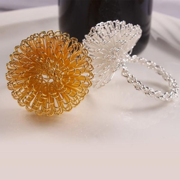 

napkin rings soft home accessories metal ring rack dinner wedding towel exquisite double bead spring mouth cloth