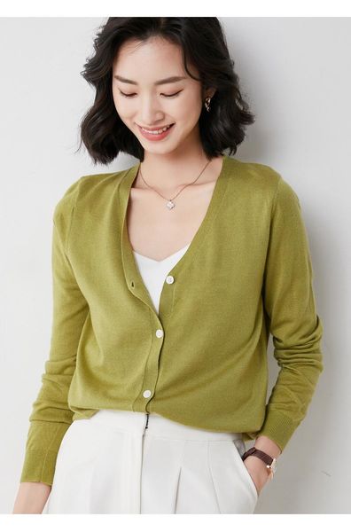 

women's knits & tees 2021 suÃ©ter feminino de cardigÃ£ primavera e outono cashmere v-neck suor cardigan pullover, White