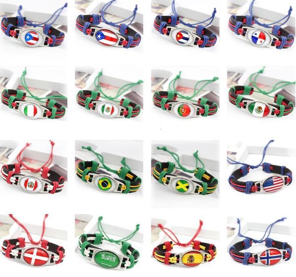

souvenir selling cow leather rope bracelet world flag cup fans accessories