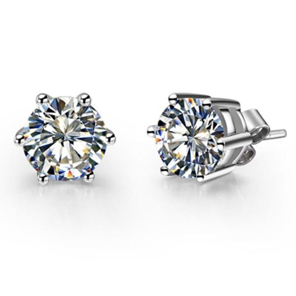 

other solid white gold moissanite earrings stud 0.5ct/piece basket style classic jewelry for women engagement au750, Golden;silver