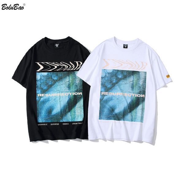 

bolubao fashion brand men print t shirts men's cotton o-neck short sleeve t shirt summer male casual simple tee shirt 210518, White;black