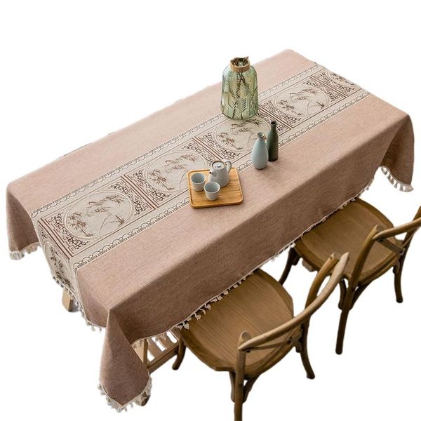 

table cloth luxury rectangle tablecloth upscale embroidered relief painting pattern pendant tassel christmas decor cover