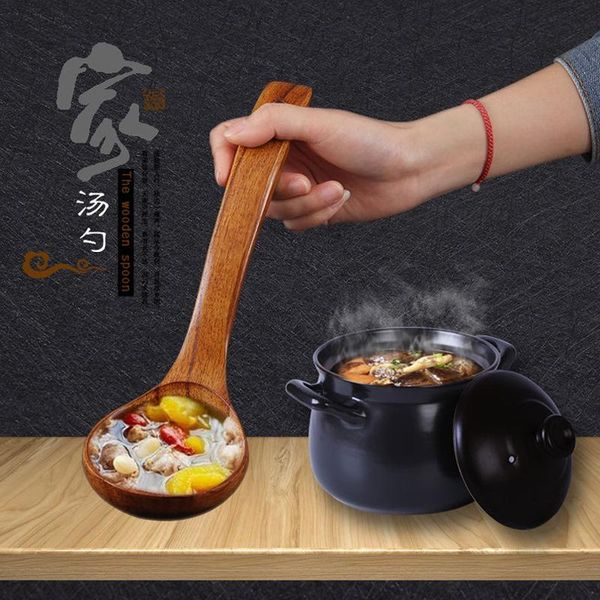 

spoons 1pc wooden spoon dessert rice soup long handle pot cooking kitchen accessories home gadgets