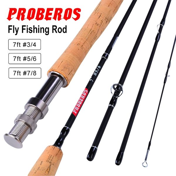 Prooneros mosca vara de pesca 7ft9ft 2.1m2.7m 4 linha de seção wt 3/4 5/6 7/8 cortiça macia lidar com 211118