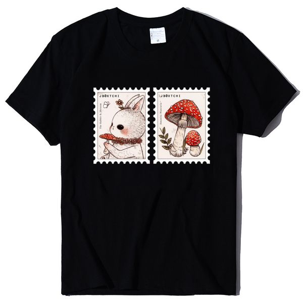 

summer men's women's short sve round neck frh and sweet stamp art printed t-shirt, White