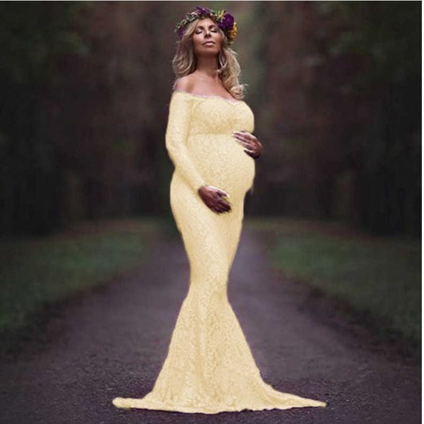 

2021 maternity pgraphy props maxi pregnancy clothes lace maternity dress fancy shooting p summer pregnant dress s-3xl y0924, White