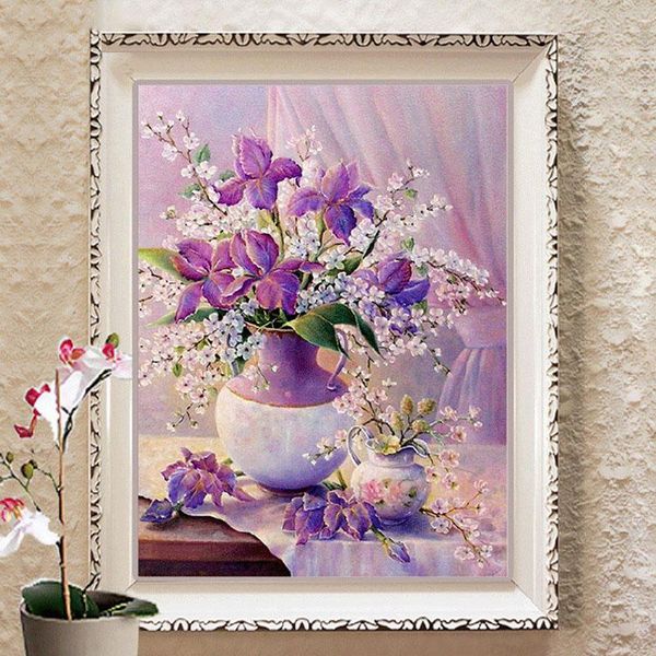 

diamond painting diy embroidery,round purple elegant vase full rhinestone cross stitch,needlework,christmas
