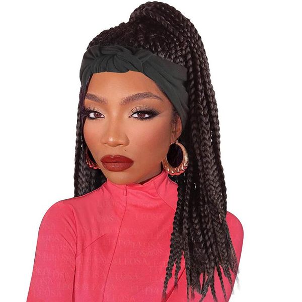 

synthetic wigs 18 24 inch long braided with headband easy to wear wig for black women