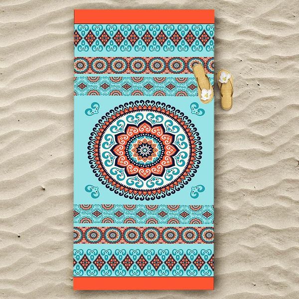 

towel orange pattern beach swimming soft microfiber center drop