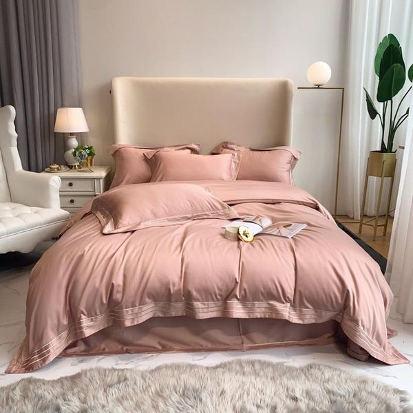 

bedding sets 100%cotton pink green home soft set luxury modern minimalist style  king size duvetcover&2pcs pillowcase&1sheet