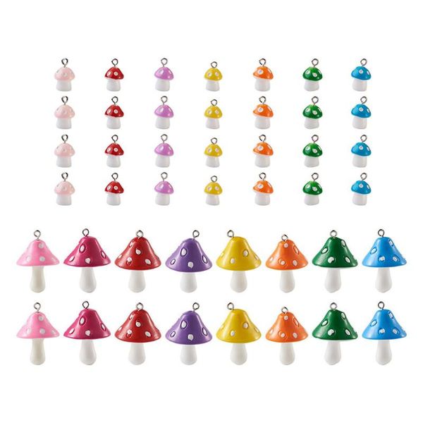 

charms 30pcs/set mixed color mushroom resin pendants for diy earrings keychain bracelet jewelry making accessories gift, Bronze;silver