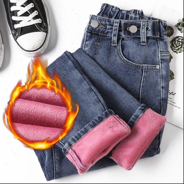 

womens jean women denim harem pants fleece winter warm plus pink velvet thick jeans fashion casual oversized street youth size5xl, Blue