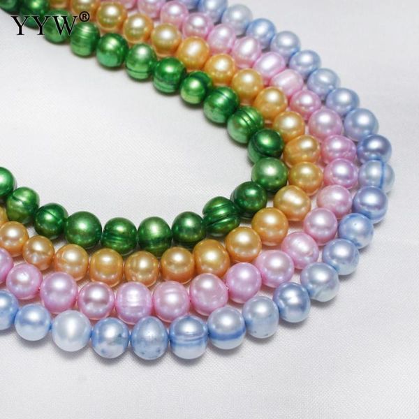 

other cultured potato freshwater pearl beads light blue pink yellow green designer 8-9mm natural for jewelry making 0.8mm hole