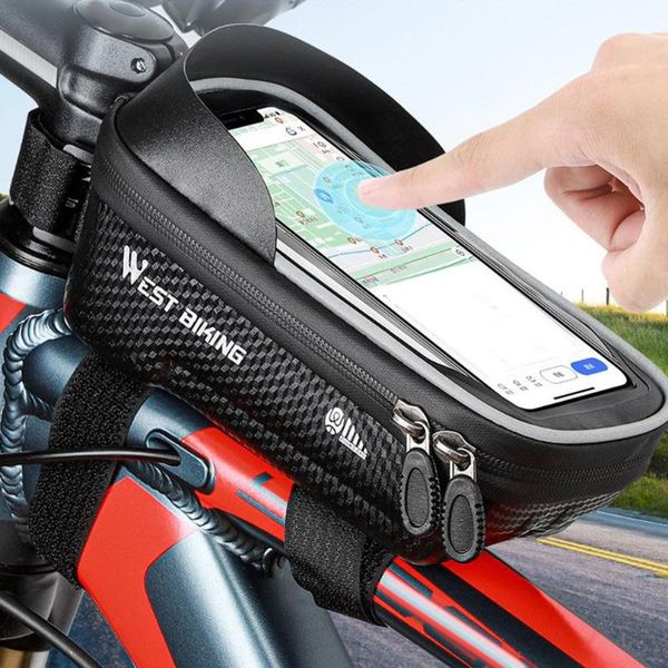 

cell phone mounts & holders 2021 bicycle bag frame front tube cycling waterproof 7.0in case touchscreen mtb pack bike accessories