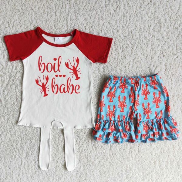 

fashion boutique baby girls clothes for summer sets short sleeve with babe parten shirt print shorts whoesale kids clothing, White