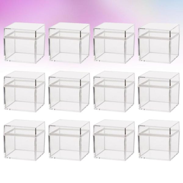 

12pcs transparent packing box candy gift container square design case party supplies with lid wrap