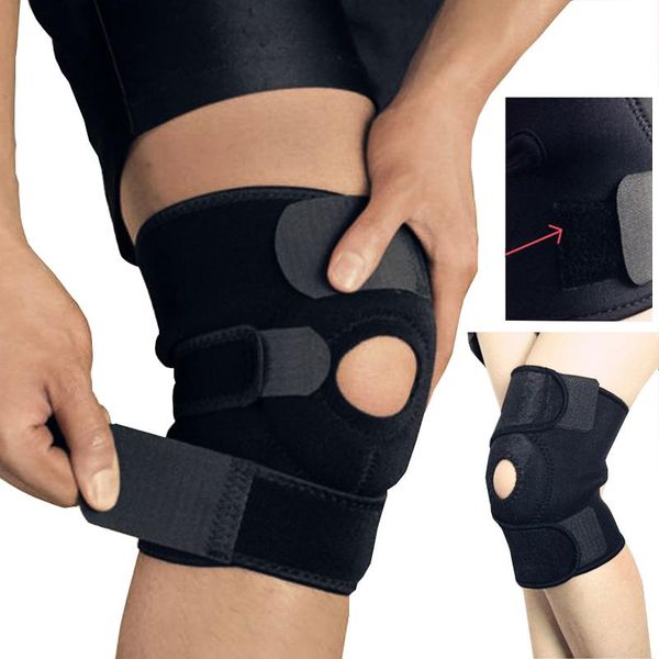 

elbow & knee pads 1pc brace support sleeve adjustable open patella stabilizer protector nylon wrap for arthritis meniscus tear running sport, Black;gray