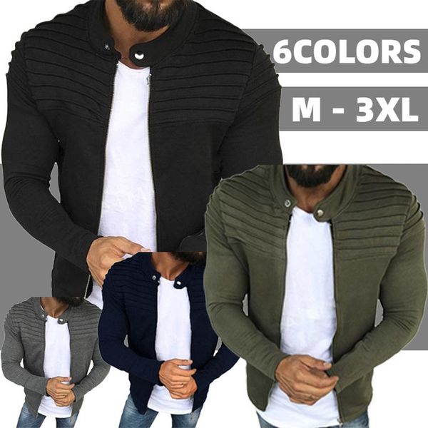 

men's hoodies & sweatshirts fashion men outdoor movement casual solid color wrinkled cardigan coat clothes streetwear, Black