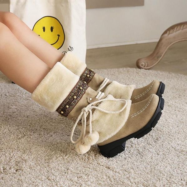 

boots black pink big size snow women 2021 winter high plush warm shoes plus 35-43