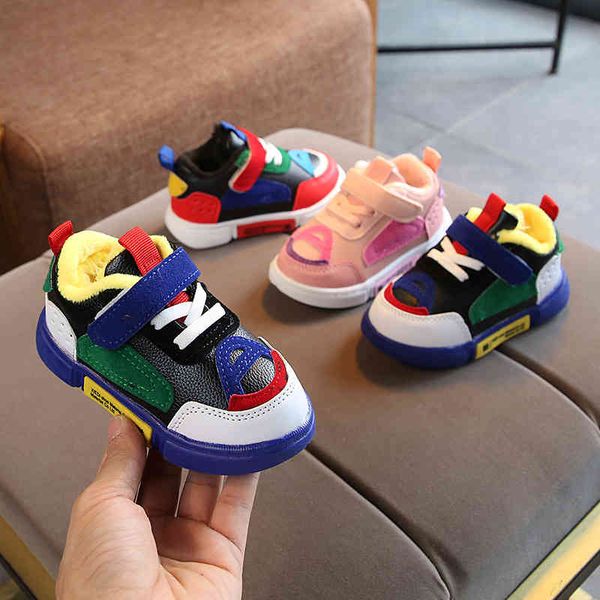 

sports shoes wudao children's winter cotton boys' running baby walking, Black