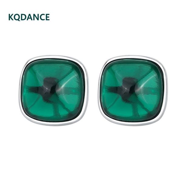 

stud kqdance real 925 silver with red/green/blue stone simulated tanzanite emerald ruby earrings jewelry for women 2021 trend, Golden;silver