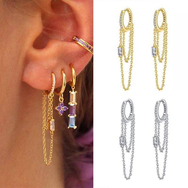 

dangle & chandelier orsa jewels 925 sterling silver long line drop earrings for women jewelry brincos clear crystal zirconia earring hoop eq
