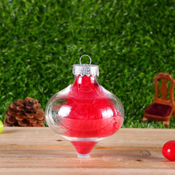 

new 6cm plastic feather onion transparent ball decorative christmas tree pendant