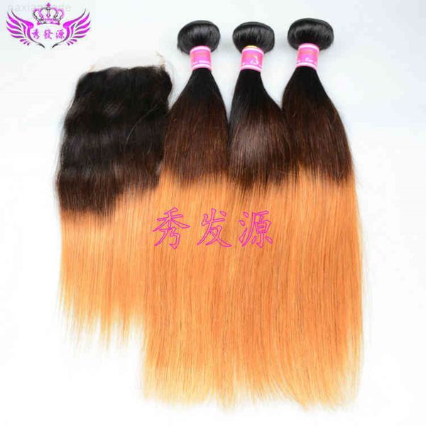 

wig female hu wig curtain three color gradient 1b 4 / 27 hair straight, Black