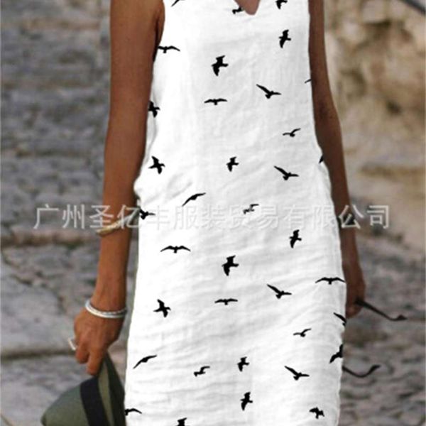 

cy-a27 summer vest dress bat print slim, Black;gray