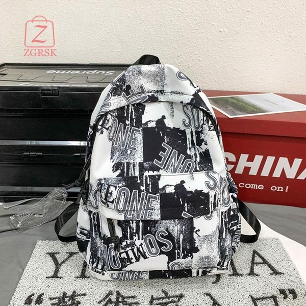 

school bags backpack female high capacity junior students schoolbag men's fashion brand letter graffiti