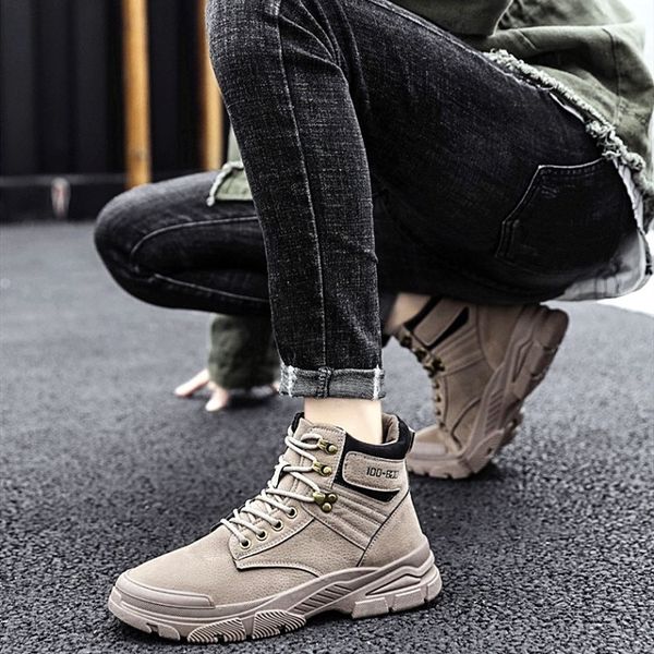 

men's martin boots motorcycle retro style men's shoes 126, Black