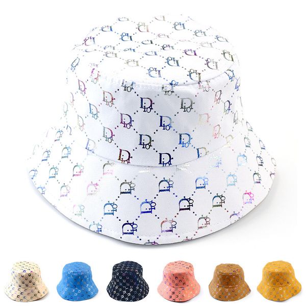 

hat female summer colorful d letter fisherman versatile leisure basin sunscreen hat, Blue;gray