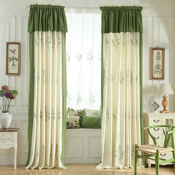 

curtain & drapes american korean style simple pastoral cotton and linen embroidery light luxury curtains for living dining room bedroom 2021