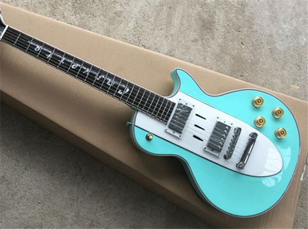 

custom shop 1960s corvette chevrolet green electric guitar black red cross flags logo mirror back cover chrome hardware high quality