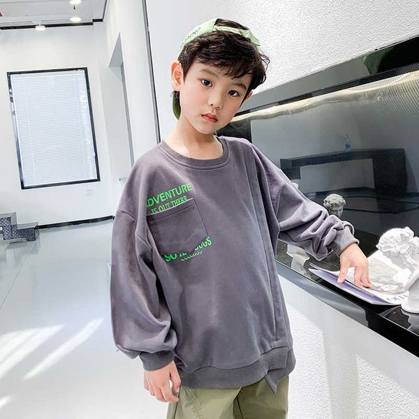 

grey spring autumn boys sweatshirts kidsoutwear teenager children clothing cotton pullover home school g0917, Black