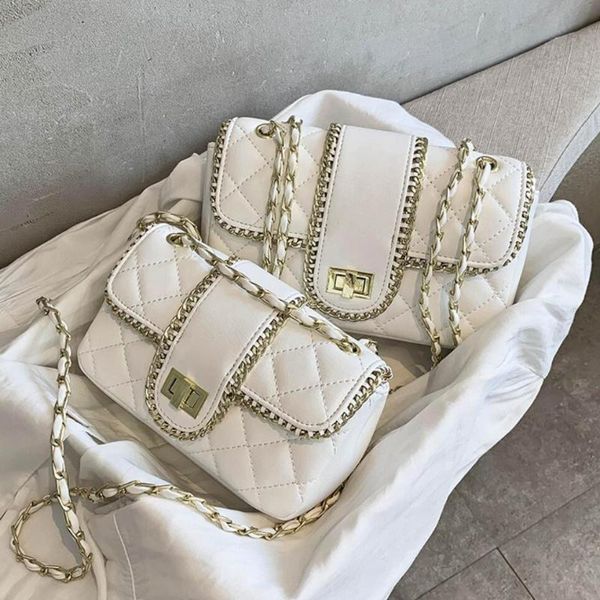 

evening bags lattice flap crossbody bag 2021 fashion pu leather women's designer handbag chain travel shoulder messenger