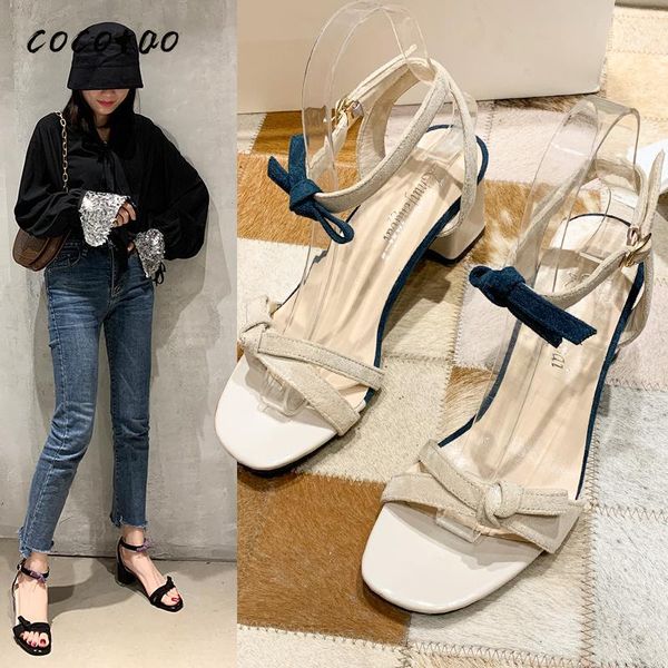 

summer korean version of the wild sandals female bow tie with fairy wind a word buckle, Black