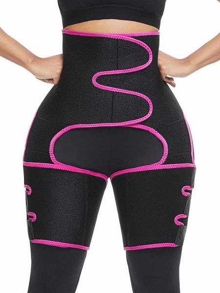 

women high waist thigh neoprene sweat shapewear 3-in-1 trimmer leg body shaper slimming belt adjustable trainer dropship women's shaper, Black;white
