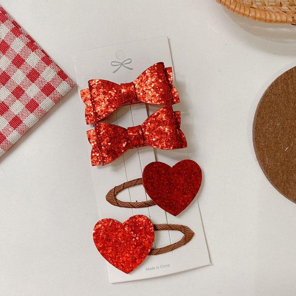 

children bowknot clips kawaii love heart glitters hair clip barrettes hairpins accessories for girls scrunchie, Slivery;white