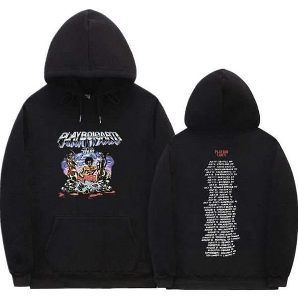 

men's hoodies & sweatshirts awesome hip hop oversized playboi carti double sided print hoodie 2pac rap harajuku black white letters log