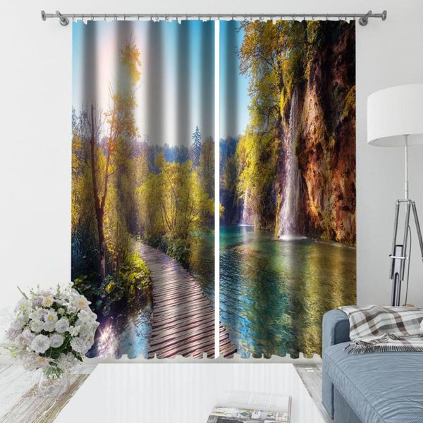 

custom 3d curtain fabric nature scenery landscape curtains window balcony thickened windshield blackout & drapes