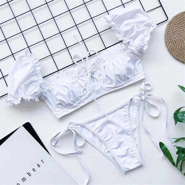 

short sleeve brazilian bikini swimsuit female women swimwear two-pieces bikini set lace up bather bathing suit swim wear k1729