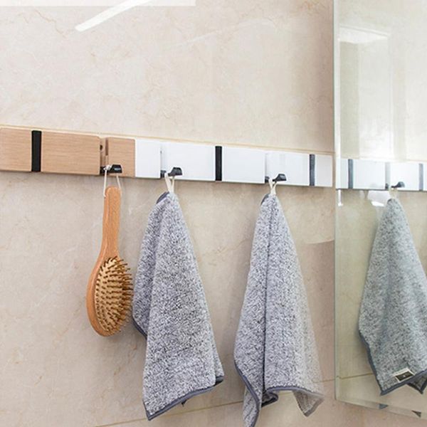 

hooks & rails foldable coat rack bamboo hallway hat hook hanger bedroom door wall-mounting corner room kitchen toilet wall brack hook#20