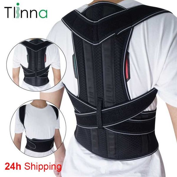 

tlinna adjustable back spine posture corrector humpback pain back support brace shoulder belt posture correction 211012