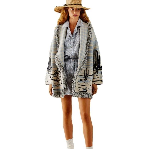 

women's knits & tees bohemian inspired lapel sweater cardigan women oversized winter coat belt wrap tassel fashion cashmere knitted, White