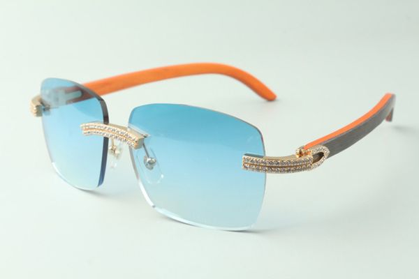 

classic double row diamond sunglasses 3524025 with orange wooden arms glasses, direct sales, size: 18-135 mm, White;black
