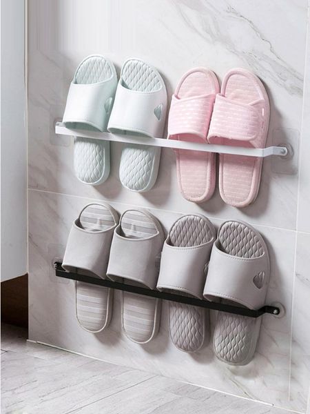 

clothing & wardrobe storage bathroom slippers rack household wall-mounted adhesive punching toilet balcony porch door behind the hook
