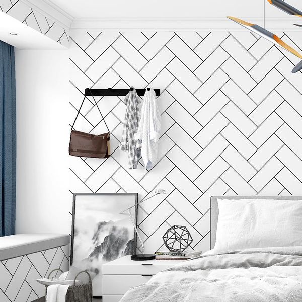 

wallpapers nordic tv background black and white lattice wallpaper geometry bedroom living room modern fashion brick tile wall paper