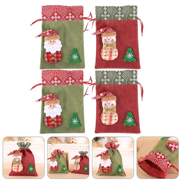 

gift wrap 4pcs christmas decorative pouches candy apple storage drawstring bags